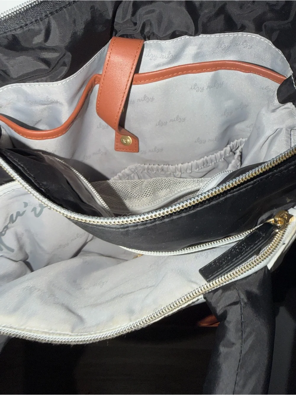 Itzy Ritzy Diaper Bag - Black, White & Rust